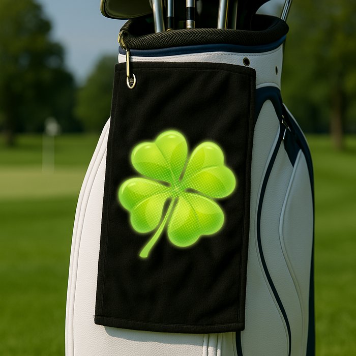 Cute St Patricks Day Lucky Glowing Shamrock Clover Golf Towel