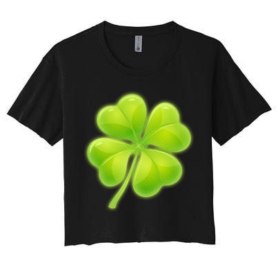 Cute St Patricks Day Lucky Glowing Shamrock Clover Crop Top