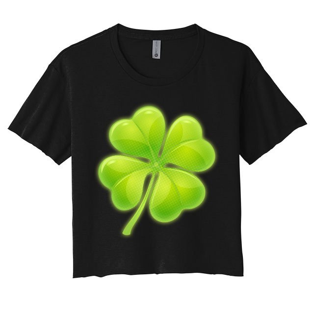 Cute St Patricks Day Lucky Glowing Shamrock Clover Crop Top