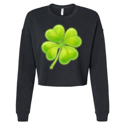 Cute St Patricks Day Lucky Glowing Shamrock Clover Cropped Pullover Crew