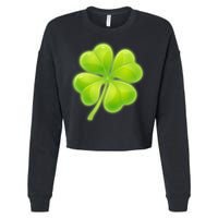 Cute St Patricks Day Lucky Glowing Shamrock Clover Cropped Pullover Crew