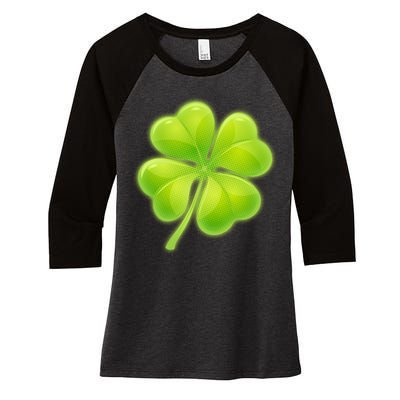 Cute St Patricks Day Lucky Glowing Shamrock Clover Women's Tri-Blend 3/4-Sleeve Raglan Shirt