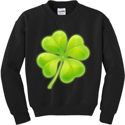Cute St Patricks Day Lucky Glowing Shamrock Clover Kids Sweatshirt