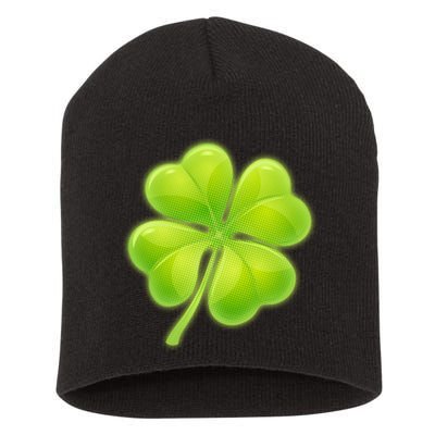 Cute St Patricks Day Lucky Glowing Shamrock Clover Short Acrylic Beanie
