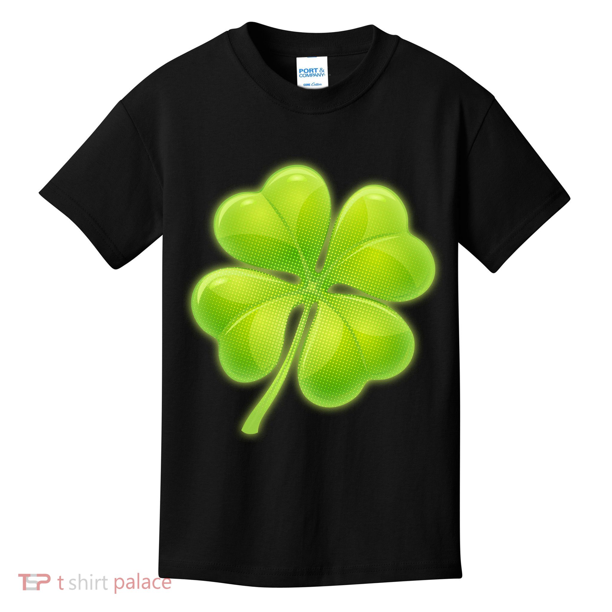 Cute St Patricks Day Lucky Glowing Shamrock Clover Kids T-Shirt