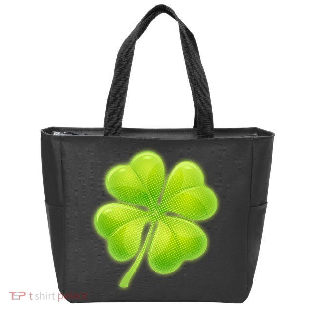 Cute St Patricks Day Lucky Glowing Shamrock Clover Zip Tote Bag