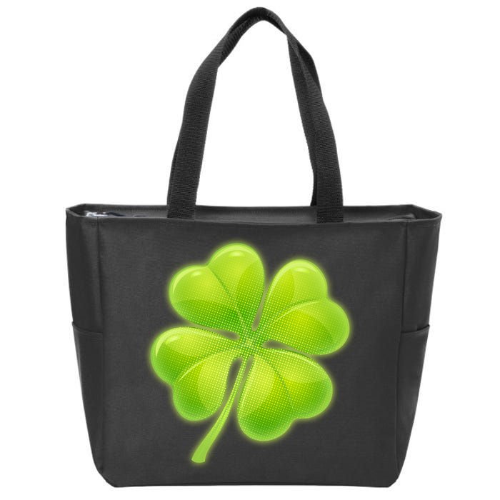 Cute St Patricks Day Lucky Glowing Shamrock Clover Zip Tote Bag