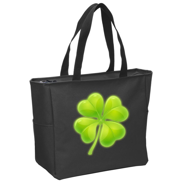 Cute St Patricks Day Lucky Glowing Shamrock Clover Zip Tote Bag