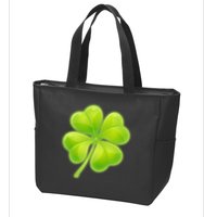 Cute St Patricks Day Lucky Glowing Shamrock Clover Zip Tote Bag