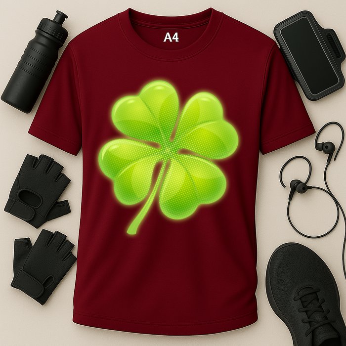 Cute St Patricks Day Lucky Glowing Shamrock Clover Performance Shirt