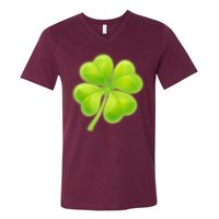 Cute St Patricks Day Lucky Glowing Shamrock Clover V-Neck T-Shirt