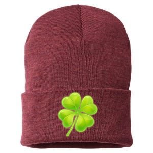 Cute St Patricks Day Lucky Glowing Shamrock Clover Sustainable Knit Beanie