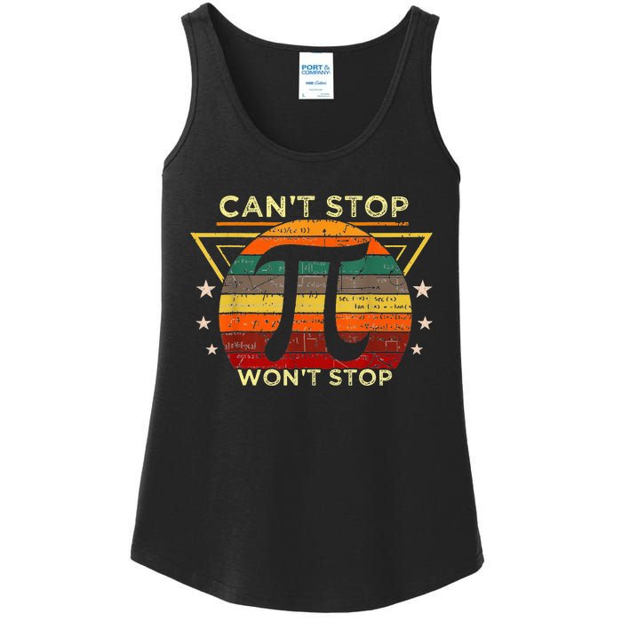 Can't Stop Pi Symbol Won't Stop Math Pi Day Funny Maths Club Ladies Essential Tank