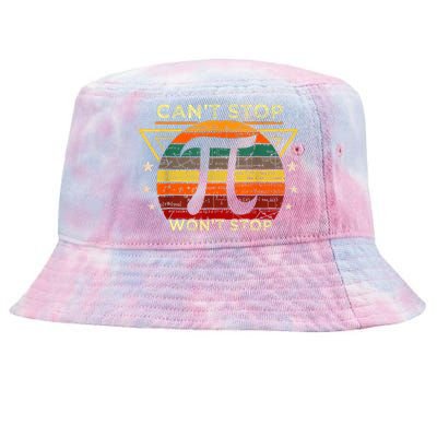 Can't Stop Pi Symbol Won't Stop Math Pi Day Funny Maths Club Tie-Dyed Bucket Hat