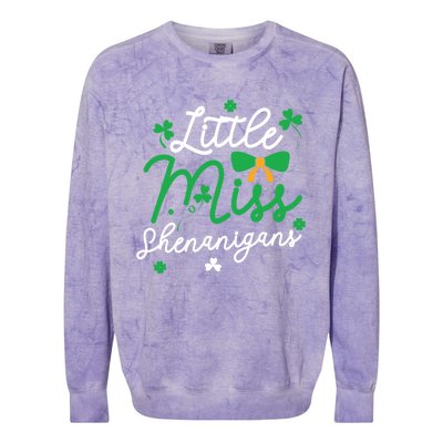 Cute St Patrick Costume Shamrock Little Miss Shenanigans Gift Colorblast Crewneck Sweatshirt