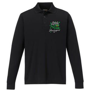 Cute St Patrick Costume Shamrock Little Miss Shenanigans Gift Performance Long Sleeve Polo