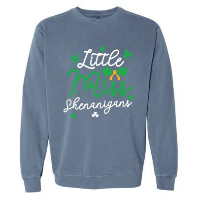 Cute St Patrick Costume Shamrock Little Miss Shenanigans Gift Garment-Dyed Sweatshirt