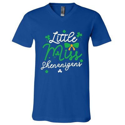 Cute St Patrick Costume Shamrock Little Miss Shenanigans Gift V-Neck T-Shirt