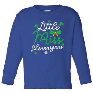 Cute St Patrick Costume Shamrock Little Miss Shenanigans Gift Toddler Long Sleeve Shirt