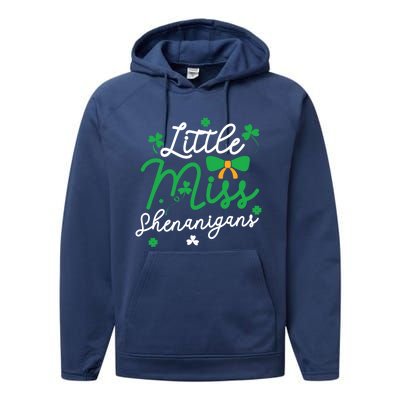 Cute St Patrick Costume Shamrock Little Miss Shenanigans Gift Performance Fleece Hoodie