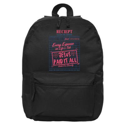 Christian Salvation Quote Forgiveness Jesus Paid It All 16 in Basic Backpack
