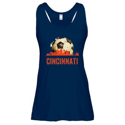 Cincinnati Soccer Queen City Skyline Futbol Fan Ladies Essential Flowy Tank