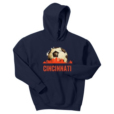 Cincinnati Soccer Queen City Skyline Futbol Fan Kids Hoodie