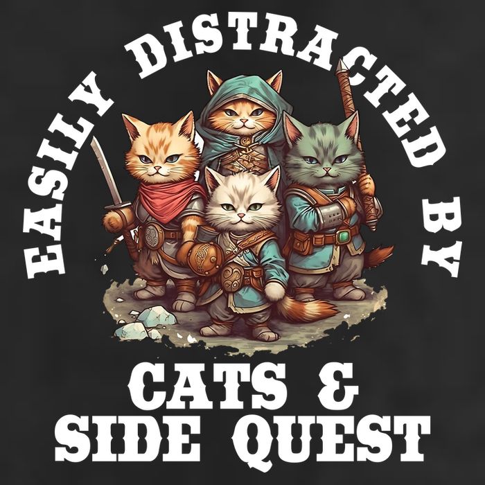 Cats Side Quest Distracted Tabletop Funny Cool Comfort Performance Bucket Hat