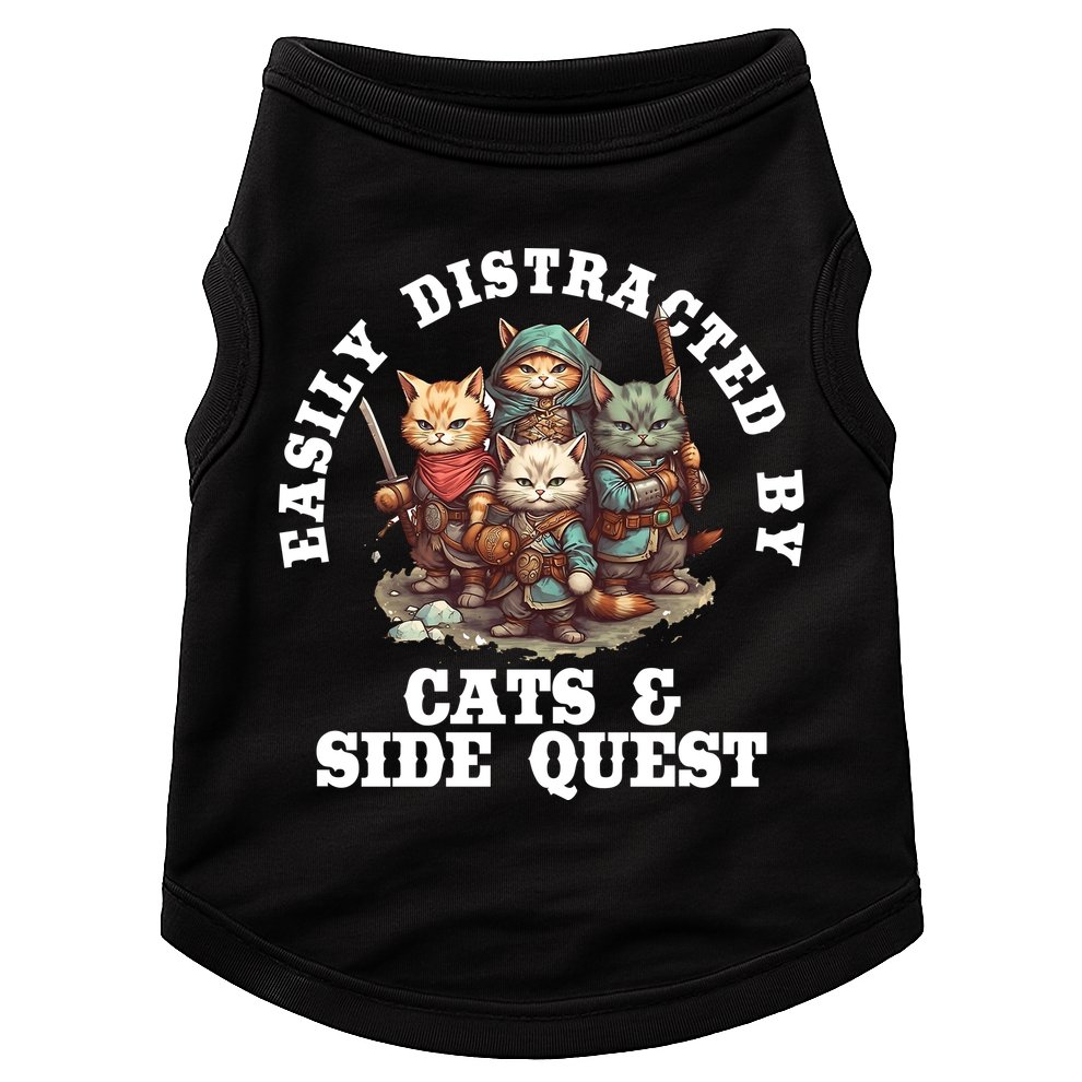 Cats Side Quest Distracted Tabletop Funny Doggie Tank