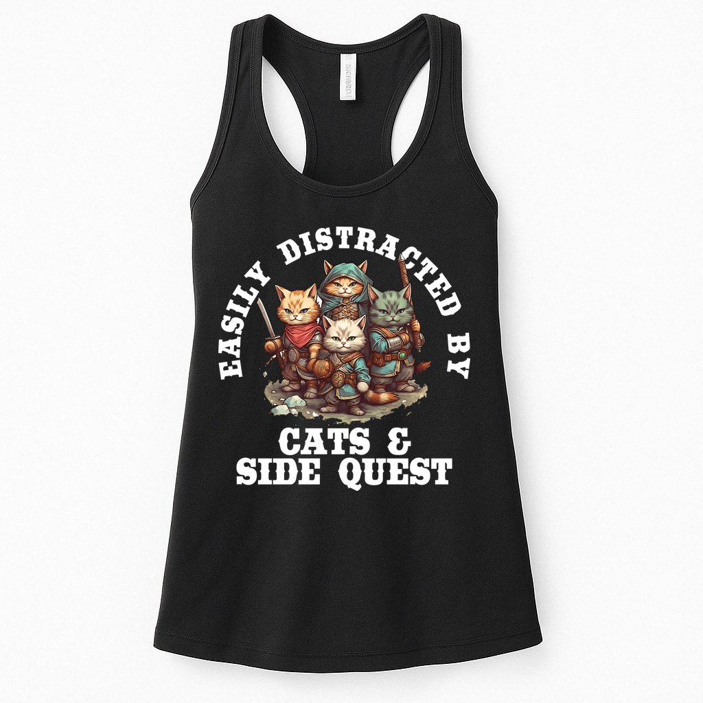 Cats Side Quest Distracted Tabletop Funny Womens Tank Top
