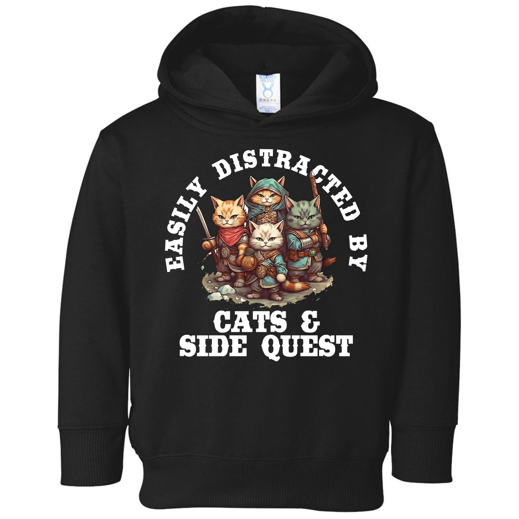 Cats Side Quest Distracted Tabletop Funny Toddler Hoodie