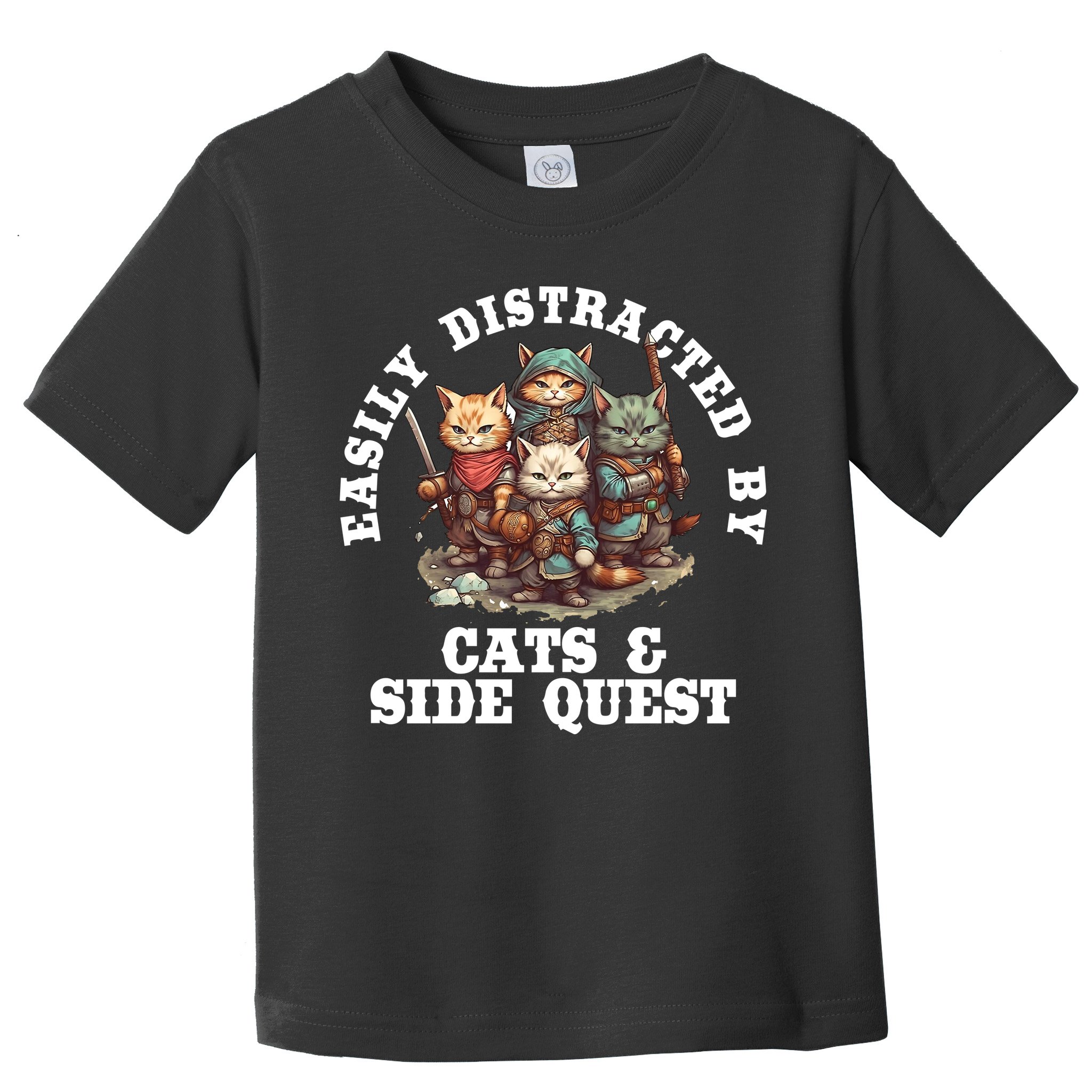 Cats Side Quest Distracted Tabletop Funny Toddler T-Shirt