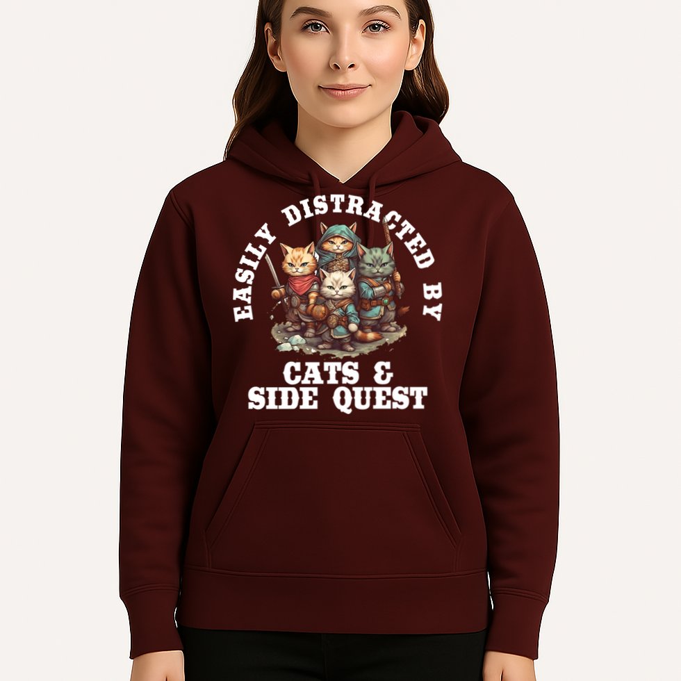 Cats Side Quest Distracted Tabletop Funny Hoodie