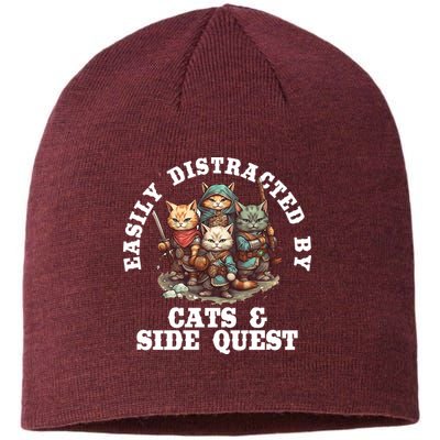 Cats Side Quest Distracted Tabletop Funny Sustainable Beanie