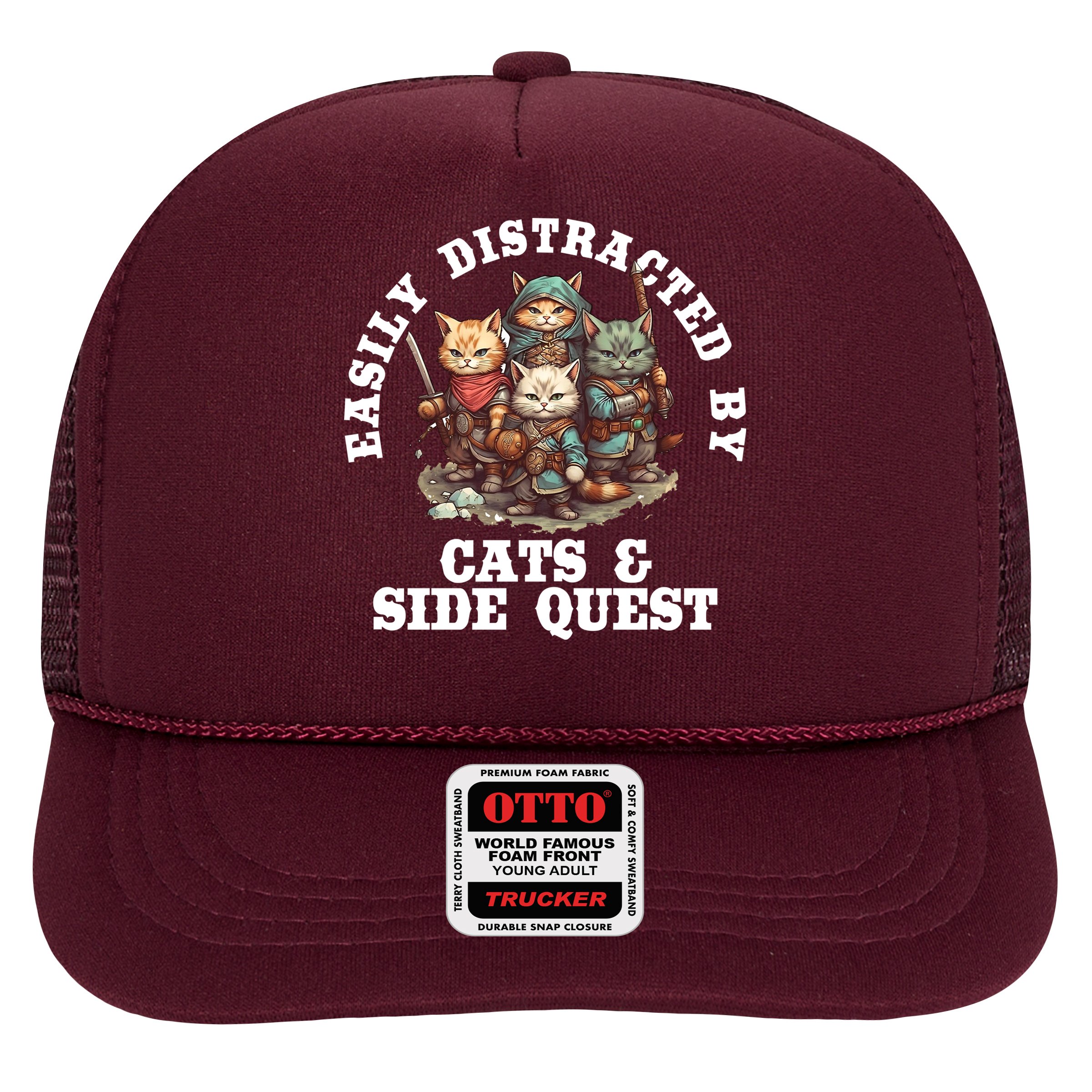 Cats Side Quest Distracted Tabletop Funny Hat