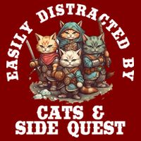 Cats Side Quest Distracted Tabletop Funny Full Zip Hoodie