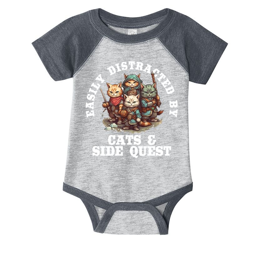 Cats Side Quest Distracted Tabletop Funny Infant Baby Jersey Bodysuit