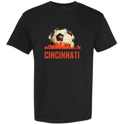 Cincinnati Soccer Queen City Skyline Futbol Fan Garment-Dyed Heavyweight T-Shirt