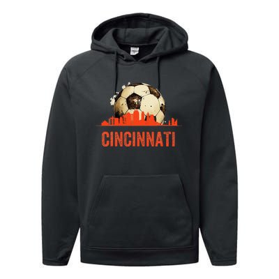 Cincinnati Soccer Queen City Skyline Futbol Fan Performance Fleece Hoodie