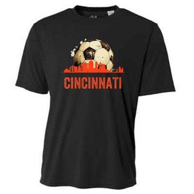 Cincinnati Soccer Queen City Skyline Futbol Fan Cooling Performance Crew T-Shirt