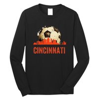 Cincinnati Soccer Queen City Skyline Futbol Fan Long Sleeve Shirt