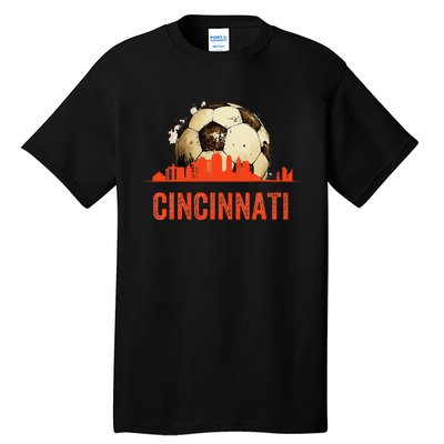 Cincinnati Soccer Queen City Skyline Futbol Fan Tall T-Shirt