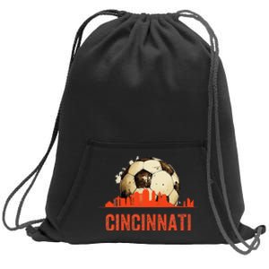 Cincinnati Soccer Queen City Skyline Futbol Fan Sweatshirt Cinch Pack Bag