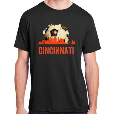 Cincinnati Soccer Queen City Skyline Futbol Fan Adult ChromaSoft Performance T-Shirt