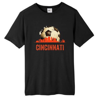 Cincinnati Soccer Queen City Skyline Futbol Fan Tall Fusion ChromaSoft Performance T-Shirt