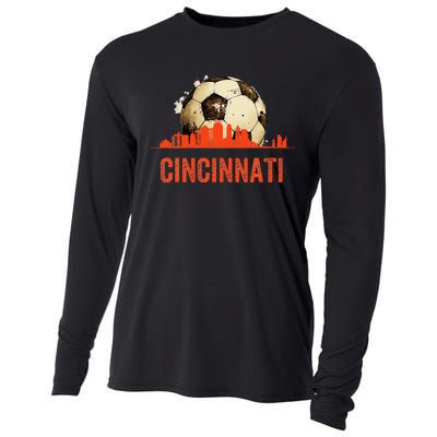 Cincinnati Soccer Queen City Skyline Futbol Fan Cooling Performance Long Sleeve Crew