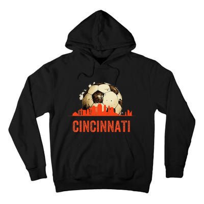 Cincinnati Soccer Queen City Skyline Futbol Fan Tall Hoodie