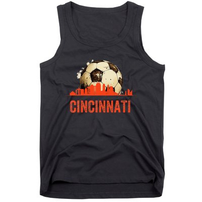 Cincinnati Soccer Queen City Skyline Futbol Fan Tank Top