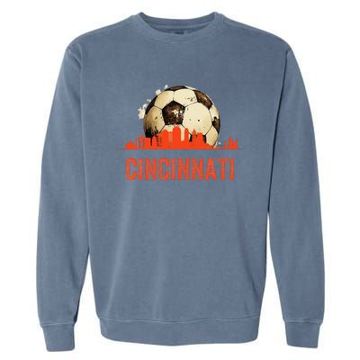 Cincinnati Soccer Queen City Skyline Futbol Fan Garment-Dyed Sweatshirt