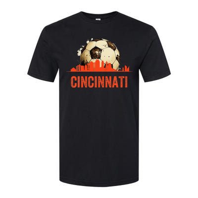 Cincinnati Soccer Queen City Skyline Futbol Fan Softstyle CVC T-Shirt